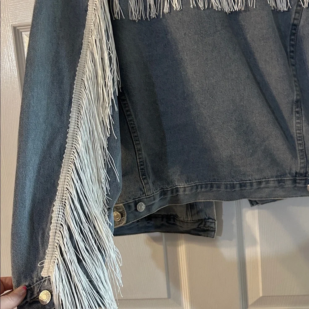 Elia Cher Classic Denim fringe Jacket xl - Picture 7 of 8